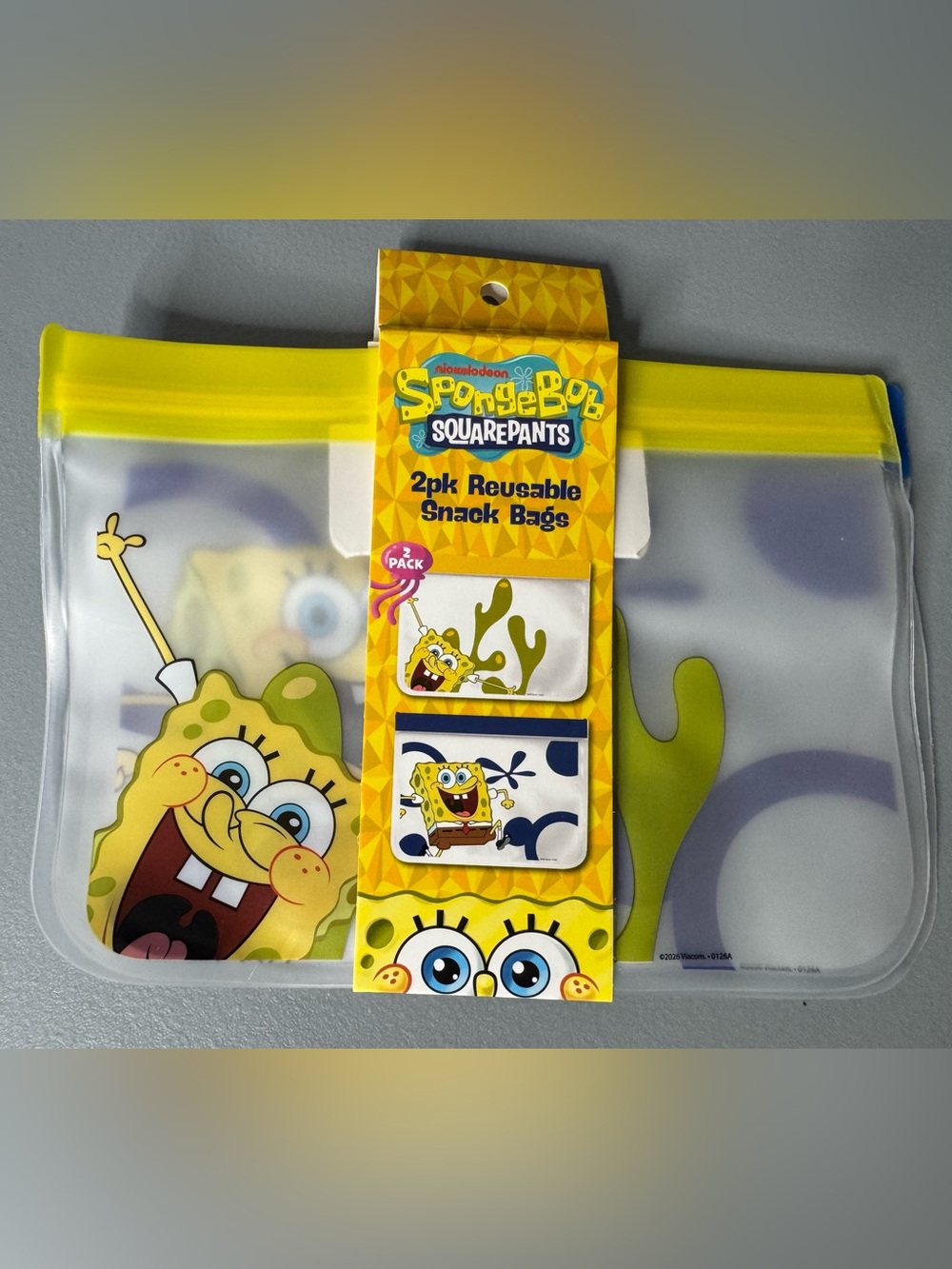 SpongeBob Squarepants Yellow & Blue Reusable Snack Bags 2-Pack on the go travel